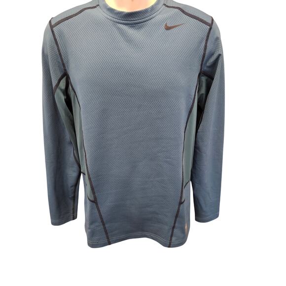 Nike pro combat hyper warm lite EUC fitted teal long sleeve active top mens M - Picture 1 of 7